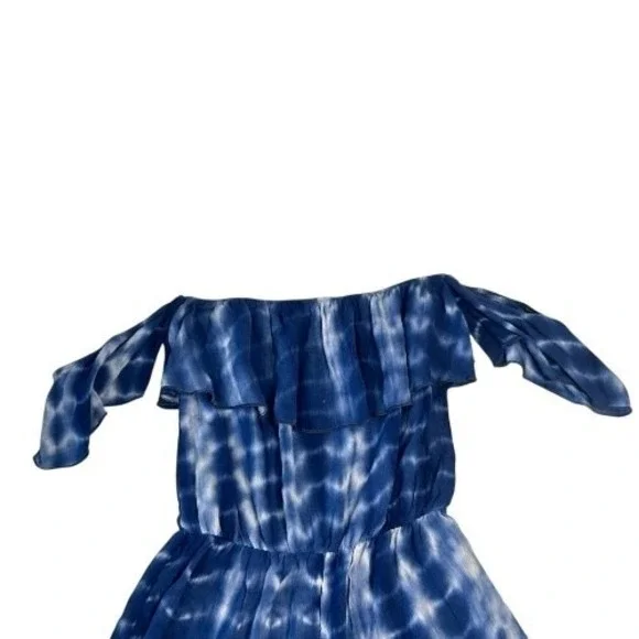Lani California Blue Tie Dye Off Shoulder Romper Ruffle Sleeve Women's Small - Picture 3 of 5